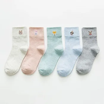 Q Škole Štýl Candy Farby Bavlna Trubice Ponožky Ženy Cartoon Zvierat Vytlačené Ponožky Kawaii Dievčatá Študentov Športové Príležitostných Ponožky