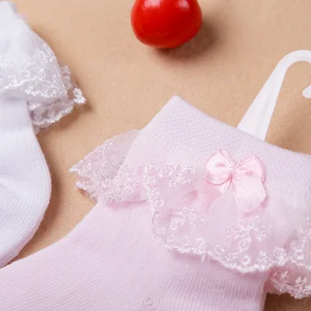 Jeseň Leto Malé Dieťa Dievča Princezná Čipky Dizajn Pevné Bavlnené Ponožky Novorodenca Krátke Ponožky