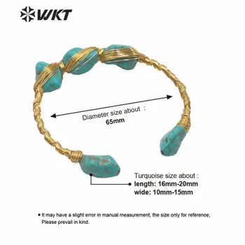 WT-B554 WKT jedinečný dizajn ženy boho náramok handmake zlaté drôty balené zeleného kameňa putá náramok v nastaviteľná veľkosť