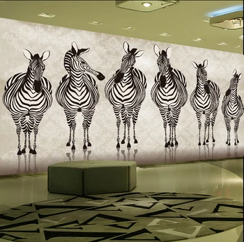 [Self-Adhesive] 3D Zábavu Zebra Skupiny Linky Umenie Maľba 5 Stenu Papier nástenná maľba na Stenu Tlač Odtlačkový Nástenné Maľby