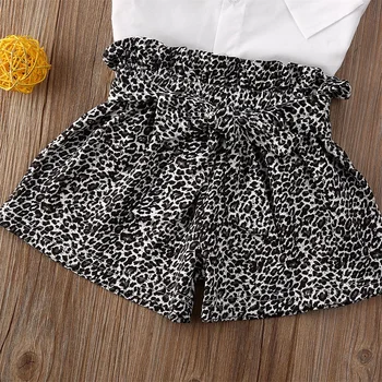 Boutique Dieťa Oblečenie 2020 Módne Leopard Oblečenie 2KS Vesta Top Tričko+ krátke Nohavice 2ks Batoľa Detský Oblečenie Set
