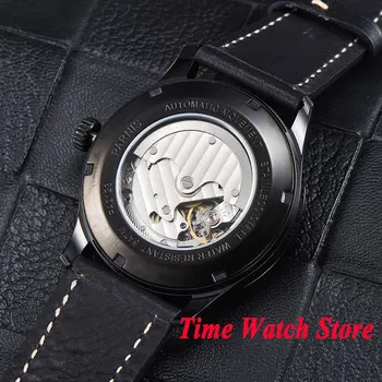 Parnis pánske hodinky stručný štýl 42mm PVD prípade black dial DÁTUM 5ATM ST1731 Automatické náramkové hodinky mužov 979