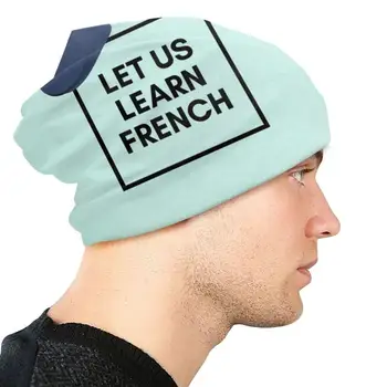 Nechajte Nás Učiť Francúzsky Logo Na Jar A Na Jeseň Unisex Čiapočku Pletené Klobúk Nech Nás Učí Francúzsky Logo Nech Nás Učí Francúzsky Francúzsky Logo