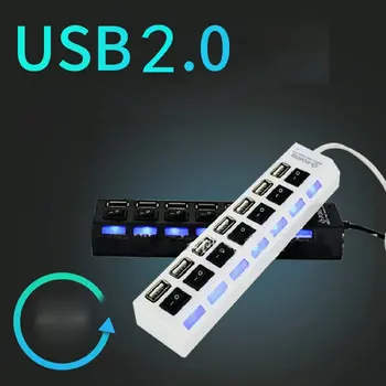 7 Porty USB 2.0 Adaptér Vysokej Rýchlosti Multi-interface Hub Power on/off Nezávislý Spínač Indikátor Sedem-bitové Splitter