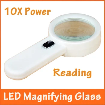 10X Osvetlené Domácnosti Office Čítanie zväčšovacie sklo Vyhradená Svojho lupu Lupa s LED Svetlá pre praktická Skúška