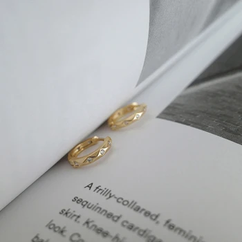 Jednoduchá Zlatá Farba Jednoradové Zirkón Crystal Hoop Náušnice Pre Ženy, Dievča, Geometrické Malé Okrúhle Kruhu Ucho Príslušenstvo Šperky
