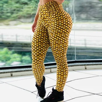 2019 nové módne zlaté váhy 3D tlač vzor žena vysoký pás fitness Slim úsek sedem bodov teplé legíny vysokej kvality