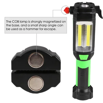 Multi-funkčné COB LED Magentic Práce Lampa Baterka USB Nabíjateľné Postavený v Batérie Prenosné Lampy S Kladivom Núdzové Nástroj