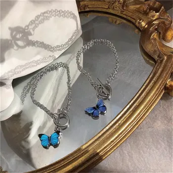 Nové 2020 Elegantný Modrý Motýľ Náramky pre Ženy Street Style Reťaze Náramok kórejský Módne Náramky Šperky, Darčeky