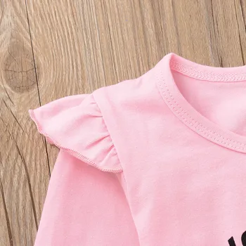 Novorodenca Batoľa Detská Baby Dievčatá List Tlač Topy Geometrické Nohavice, Oblečenie Nastaviť 2019