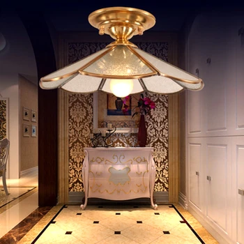LukLoy LED Európsky Štýl Stropné svietidlo Odrazové Sklo Lampa Mosadzné Telo Osvetlenie na Chodbe, v Uličke Predsieň, Obývacia Izba a Kúpeľňa
