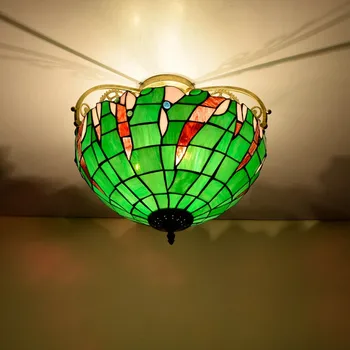 40 CM Americký Záhrady, Zelené Korálky Farebné Sklo Reštaurácia farebné sklo obývacia izba, spálňa, nočné krásy stolové lampy