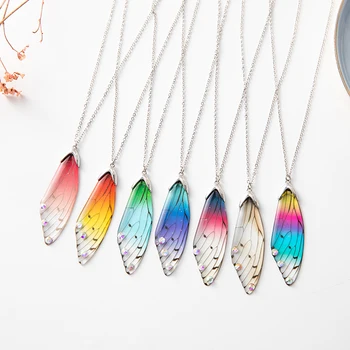 Rainbow Gradient Živice Motýľ Náhrdelníky pre Ženy Mujer Kovové Zliatiny Simulácia Krídlo Prívesok Chokers Náhrdelník Strany Šperky