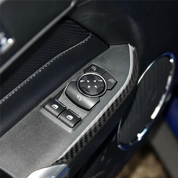 2 ks Auto stying Uhlíkových Vlákien Interiér Predné dvere Okna ovládací panel Strane Dekor Rám Nálepka Pre Ford Mustang-2019