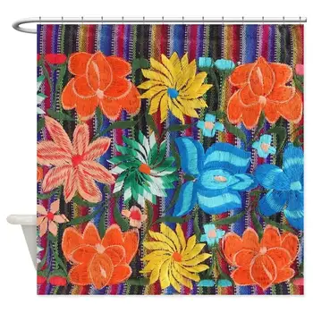 Mexické Kvetinové Výšivky Dekoratívne Textílie Sprchový Záves