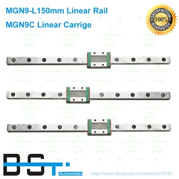 CNC časť 3ks MR9 9mm lineárne železničnej sprievodca MGN9 dĺžka 150mm + 3ks mini MGN9C lineárne blok prepravu miniatúrne lineárne pohybu príručka