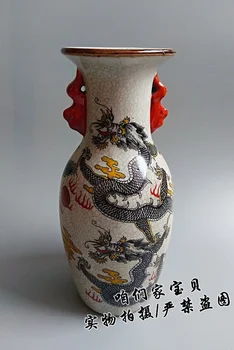 Čínske staré porcelánové Farebné kresby Dvojité ucho váza