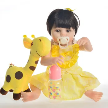 Bebe Reborn Živá Bábika s Pekné žlté princezná šaty Plné Silikónové 48 cm Dievča Baby Doll Na Deň Detí Darček Detský kúpeľ hračka