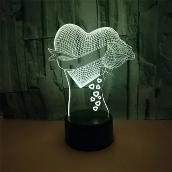 2018 Deň matiek Darček 3D Led Love Rose Nočného Dotyk Senser USB Tabuľka Ilúzie Náladu Stmievanie 7 Farieb Atmosféru stolná Lampa