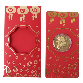 2021 Santa Claus Nový Rok Zlaté Mince Ox Pamätné Mince Vianočné Zlatej Fólie Červené Obálky Pre Zber Darček vysokej kvality