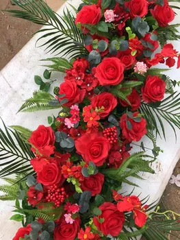 100X40cm Umelé arch kvet riadok tabuľky Kvet Hodvábnej pivónia Kvet s Penou rám runner vrchol Svadobné pozadie dekor
