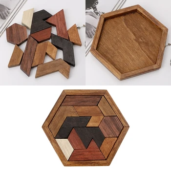 3D Čínsky Drevené Puzzle Hra Chexagon Model Mozgu Teaser Puzzle Stavebné Bloky