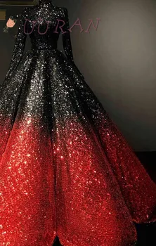 Oka flitrami textílie francúzsky čistej Tkaniny Na spoločenské šaty, móda, štýl, červená a čierna farba