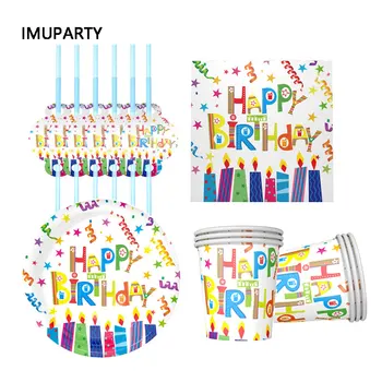 28pcs/set Happy Birthday Papier Jednorazové Strany, Kuchynské Dosky, Poháre Narodeninovej Party Zdobenie Dodávky Cartoon Sviečky