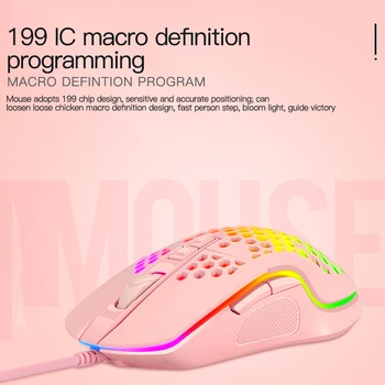 Makro Definícia Program USB Káblové pripojenie Hernej Myši RGB Hráč Mouses Honeycomb Duté Ergonomický Dizajn pre Desktop, Notebook