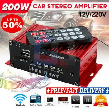 200W 12V USB Auto HIFI, Car Audio Stereo Zosilňovač Bluetooth AUTO FM autorádio Diaľkové Napájanie Pre Auto MP3 FM Rádio Čln
