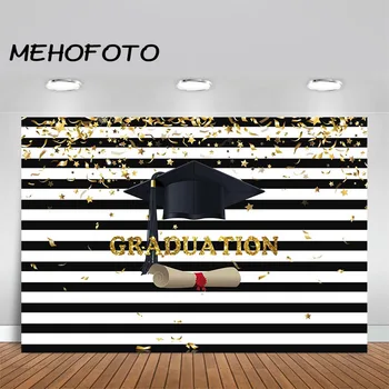 MEHOFOTO Štúdia Strán Fotografie Pozadia Gold Ribbon Čierne a Biele Pruhy Photo Booth Pozadie pre Dekorácie Prop