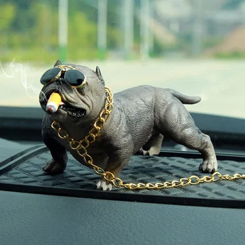2019 Roztomilý Simulácia Psa Pitbull Auto Ornament Cartoon Auto Dekor Buldog Auto Tabuli Dekorácie