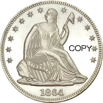 Spojené Štáty Slobody Sedieť Pol Dolárov 1864 Č Motto Nad Eagle Mosadze Pozlátené Striebro Kópiu Mince