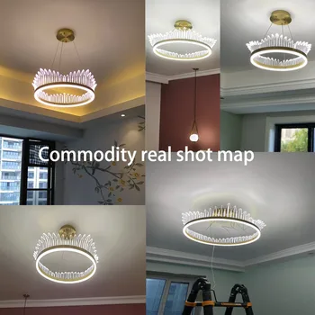 2021New Moderné Zlatý Luster Osvetlenia Koruny Dizajn tri Farebné LED Stmievateľné Visí Obývacia Izba, Spálňa Bar LED Vnútorné Osvetlenie