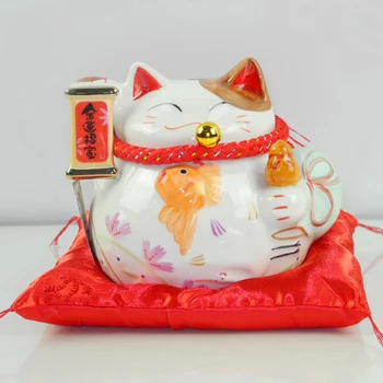 7 palcový Šťastie Mačka Porcelánu Šťastie Cat Home Feng Shui Dekorácie Dekorácie Šťastie Mačka Prasiatko, Vianoce, Narodeniny Plavidlá Darček