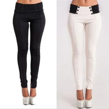 Nohavice Pre Ženy Úsek Chudý, Vysoký Pás Tlačidlo Ceruzkou Nohavice Slim Nohavice Bežné Modálne Legíny S-XL