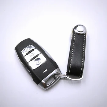 Šikovný Kompaktný Kľúča Držiteľa Reálnom Kožené Keychain Vrecku Tlačidlo Organizátor Krúžok Na Kľúče