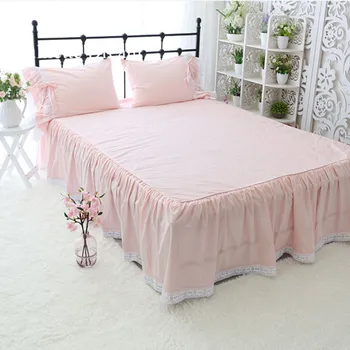 Super sladké posteľná bielizeň nastaviť king size elegantné luky dizajn deti princezná perinu romantický posteľ sukne prehoz cez posteľ vlastné HM-09P