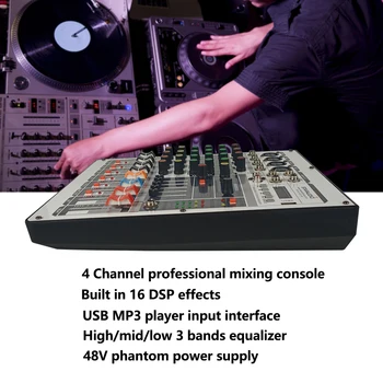 STARAUDIO 4 Kanálový Profesionálny Mp3 Prehrávač, Bluetooth, USB Mixing Console Audio Mixer Pre Stage DJ Bar Kluby Strany SPMX-4001B