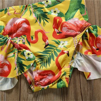 Dieťa Dievča Plaviek Lete Flamingo Tlač Bikini Set Plavky Dievčatá Plaviek Plávanie Kostýmy Bowknot Plávať Oblek Deti Plavky