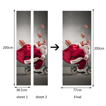 Vianočné Funlife3D dvere samolepky pre Santa Claus tvorivé tapety
