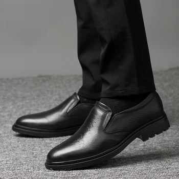 Originálne Kožené Formálne Svadobné Topánky Bytov Oxford Topánky Pre Mužov Oxfords Slip-Na Šaty, Business Obuv Muži