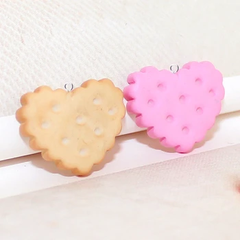 10Pcs Láska Srdce Biscuit Cookies Charms Živice Cabochons Gummy Náhrdelník Keychain Prívesok DIY, Takže Príslušenstvo P114