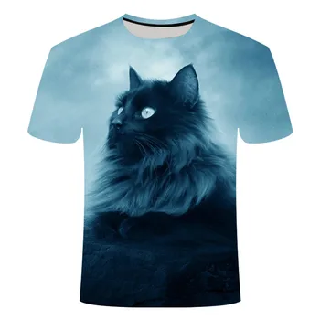 Nové cool mužov / žien 3D dvojlôžková mačka tlače T-shirt krátkym rukávom letné móda voľný čas T-shirt detské zvierat cartoon T-shi