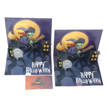 3D Halloween Tekvica Lebky Kartu vlastnoručne vyrobenú Pohľadnicu Kreatívne HOBBY Pohľadnice Pre Deti
