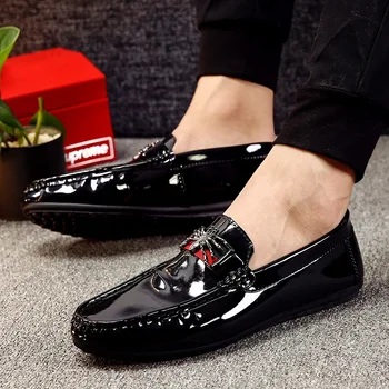 GUIKELL jar novej pánskej Doudou topánky British business pánske kožené topánky s nízkym nastaviť nohu lenivý človek jazdy topánky