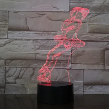 Kreatívne korčuľovanie Model 3D LED Svetlo Ilúzie, 7 Farieb Zmeniť Lampa Noc Stôl Svetlo, Baby, Deti Darček k Narodeninám Pre Domáce Dekorácie
