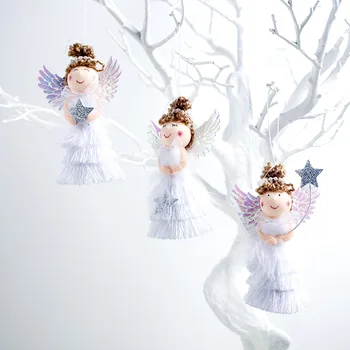 Nový Vianočný Anjel Textílie Strapec Sukne Dievča Bábiku Prívesok Festival Dekorácie