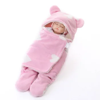 Baby Deky Novorodenca Dvojvrstvové Polar fleece Dieťa Swaddle Bebe Zábal Novorodenca posteľná bielizeň Deka Bebe Spacie Vaky