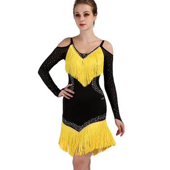 Latinské tanečné šaty tanec tanečná sála nosenie pre dospelých salsa tango šaty pre dospelých dámske dámy kostým súťaž sequin fringe